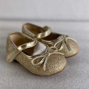 THEE BRON Gold Glitter Mary Jane Dress Shoes